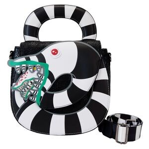 Beetlejuice Black and White Striped Handbag